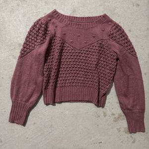 Lucky Brand Mauve Textured Crew Neck Sweater